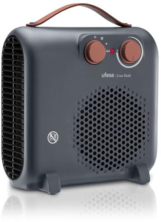 Ufesa Crux Dual Riscaldatore elettrico a basso consumo da 2000W, 3 livelli di potenza, termostato regolabile, utilizzo verticale o orizzontale, funzione ventilazione, protezione da surriscaldamento