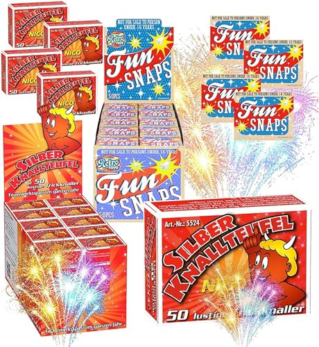 TK Gruppe Timo Klingler 1000 pezzi Fun Snaps - Fuochi d'artificio di Capodanno per ragazzi e bambini - Categoria F1 giocattolo esplosivo nel display, paragonabile ai diavoli
