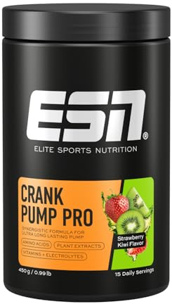 ESN Crank Pump Pro, Strawberry Kiwi, 450 g, Pre Workout Booster - made in Germany
