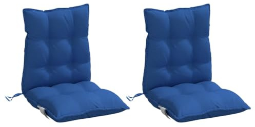 vidaXL Lot de 2 Coussins de Chaise à Dossier Bas, Galette de Siège Imperméable, Coussin d'Extérieur Anti-Glissement Jardin Terrasse, Bleu Royal