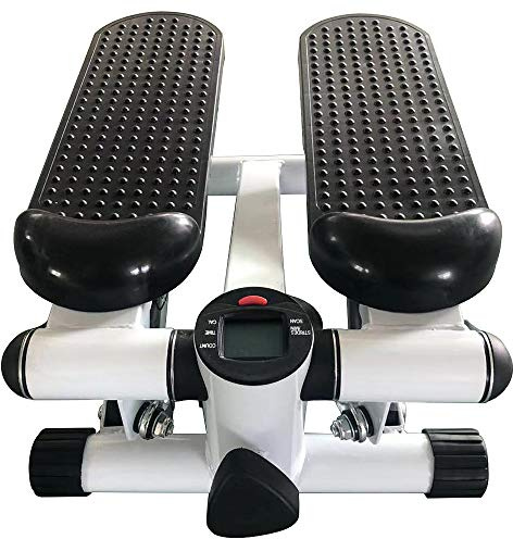 Stepper Fitness de apartamento, Cuerdas de entrenamiento y contador, Swing Side, con monitor LCD para el hogar y el gimnasio, Total Body Step Ma (38 x 30 x 21 cm, negro y blanco)