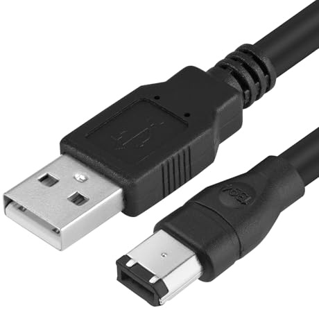 Herfair Firewire to USB Cable 6-Pin IEEE 1394-a Male to USB 2.0 A Male Adapter Cord for Firewire 400 Digital Camera Camcorder Printer Scanner Hard Disk to MacBook Laptop Computer (Black)