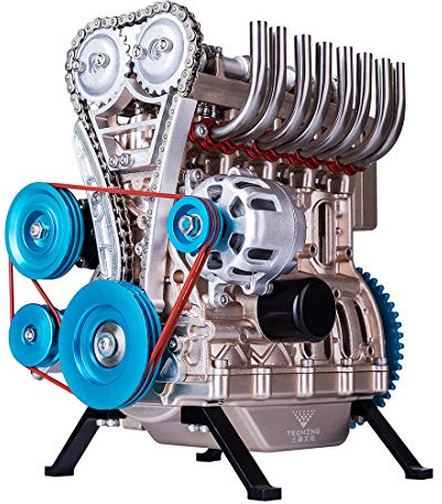 ToyGhillied Kit di Modellismo Motore a Combustione, Modello Motore in Linea a Quattro Cilindri, Kit di Modellismo Motore Auto Interamente in Metallo, Giocattolo Scientifico per Esperimenti di Fisica