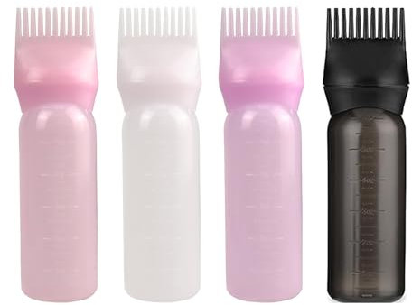 Root Comb Applicator Bottle, 4-Piece Hair Dye Brush Set with Oil Comb, Dyeing Shampoo Bottle