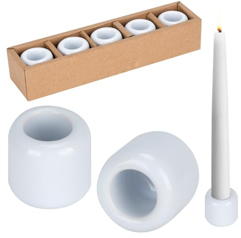 5 Pz Portacandele in Ceramica, Porta Candele da Tavolo Bianchi, Porta Candela Foro da 2 cm, Ugelli Portacandele per Casa Matrimonio Compleanno Decorazione da Tavola Candele Rituali