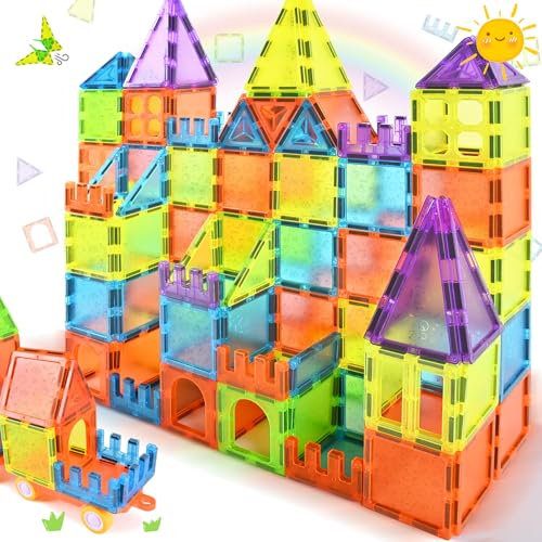 NAETANY Bloques de Construcción Magnéticos 92 Piezas Magneticas Niños 3D Juegos Magnéticos para Niños Bloques Magneticos Imanes Educativos Juguetes Niños de 3 4 5 6 7 8 Años