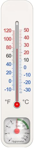 GLVSAE Analoges Thermometer, Klassisches Thermo-Hygrometer, Hochgenau, Geeignet für Innen, Außen, Garten, Wasserdichtes Design, Aufhängbar
