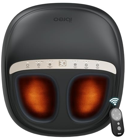 ibreo 4-in-1 Shiatsu Foot Massager with Heat, Deep Kneading, Air Compression, Vibration, FSA Eligible, HSA Eligible for Neuropathy, Plantar Fasciitis, Pain Relief, Gift for Women & Men Size Up to 14