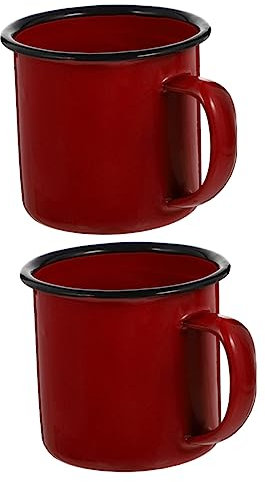 PAMINGONO Tazze Smaltate in Stile Antico 2 Pezzi, Tazze Da Tè e Acqua Smaltate Tradizionali, Resistenti e Facili Da Pulire Per Casa, Ufficio e Picnic