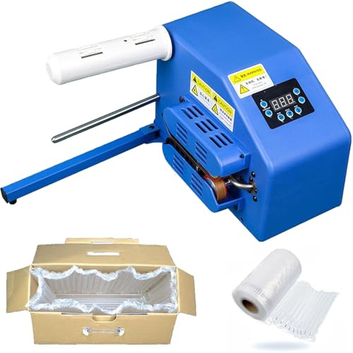 Máquina de amortiguación de aire, Colchón de aire inflable portátil Máquina for fabricar cojines de aire, máquina de almohadas de aire, máquina de llenado de burbujas de aire, para envíos ,Blue