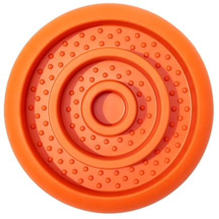 Pawnana Slow Feeder Lick Mat for Dogs - Keep Them Busy - Natural Rubber Dog Frozen Treat Toys - Durable Interactive Enrichment Toys - Licking Dish for Dog De-Stressing, Orange