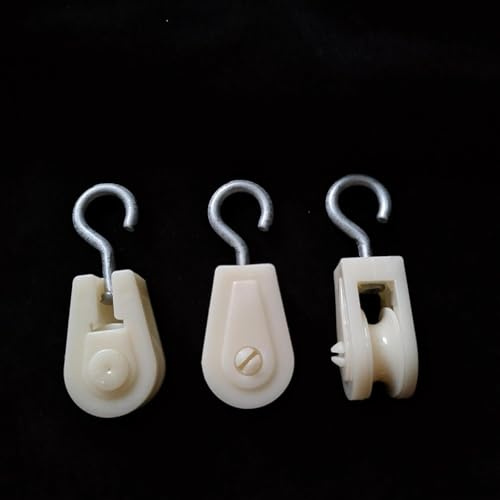Zcccc Juego de 10 mini poleas de plástico, ligeras, pequeñas, de nailon, cuerda de tendedero, juego para bricolaje, hogar, escuela, grúas, proyecto de marco, color blanco