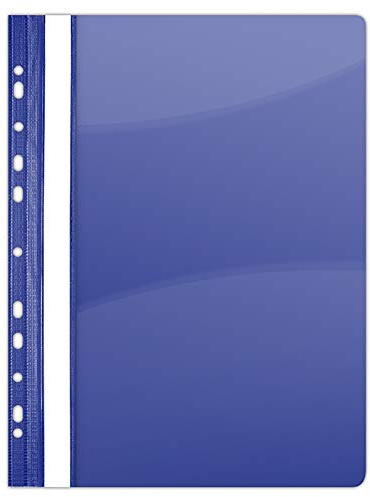 DONAU 1704001PL-18 Plastik Schnellhefter Gelocht A4 Nachtblau, Sichthefter Kunststoff Strapazierfähigem PVC Hart Glasklares Deckblatt Klemmmappe für Büro und Schule, Eurolochung | 10er Pack