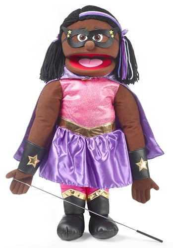 25 Superhero, Black Girl, Full Body, Ventriloquist Style Puppet