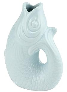 Gift Company Vase Monsieur Carafon XS, Dekovase in Fisch-Form, Steingut, Blue Horizon, 13 cm, 1087402009