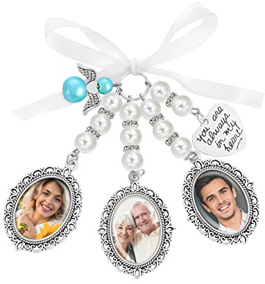 Yolev 1 Pieza Colgante Abalorio Ramo de Novia Plata Foto Boda Ramo Foto Encanto Banda 3 Marcos Aniversario Fotos Personalizadas Encanto Nupcial Boda Ramo Foto Encanto Charme