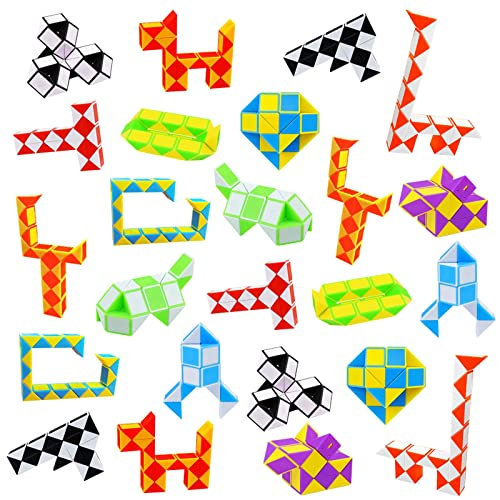 Uootach Mini Magische Schlange, Magic Snake Twisted Wand Puzzle-Serie, Zauberlineal Faltspielzeug, Intellektuelles Spielzeug für Kinder, Gut für Kindergeburtstagsgeschenke (24)