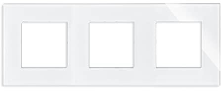 LUXUS-TIME Nur Rahmen Glas Wandblenden Lichtschalter Blenden Schalterleisten für Touchschalter, Lichtschalter, Steckdosen, Unterputz Dosen Glasrahmen in Grau, Weiß, Schwarz (3-Fach, Weiß-Glas)