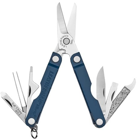 Leatherman Micra - Edelstahl-Schlüsselanhänger Multi-Tool mit Federschere und 9 Werkzeugen - Navy