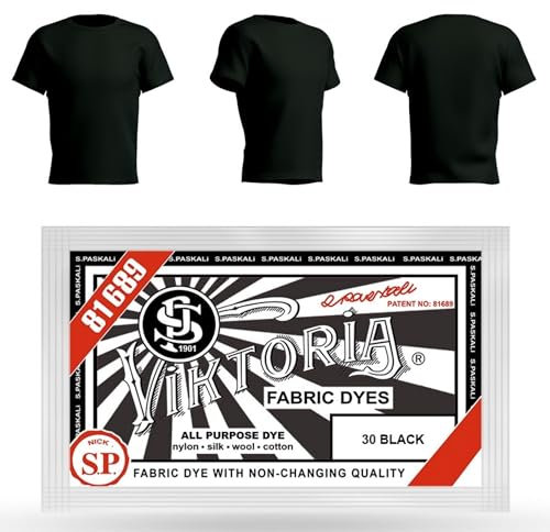 VIKTORIA Textilfarbe waschmaschinenfest (59 FARBEN) - Stofffarbe, färbemittel textilien, Stofffarben waschfest, textil farbe, Kleidung färben (30 Schwarz, 2er Pack)
