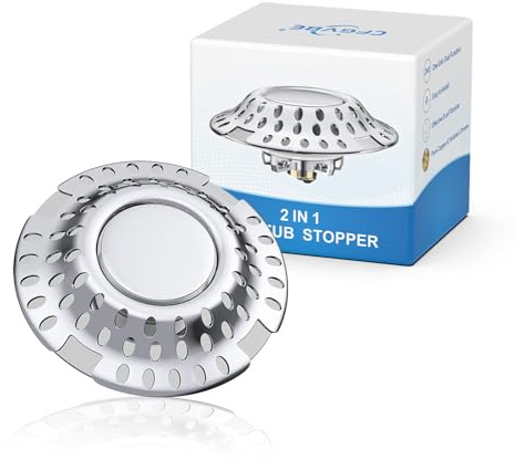 Upgraded 2 in 1 Bathtub Drain Stopper Bathtub Drain Hair Catcher, Effective Tub Stopper with Dual Filtration Design, Anti-Clogging Bathtub Drain Plug Bath Tub Stoppers for 1.45-1.8 Drain Shoe