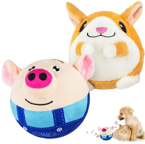 Adiwo Jouet Actif en Peluche pour Animaux de Compagnie, Jouet Interactif pour Chien, Rechargeable et Lavable Jouet Rebondissant pour Animaux de Compagnie, avec Hamster Remplacement Coquille(Bleu)