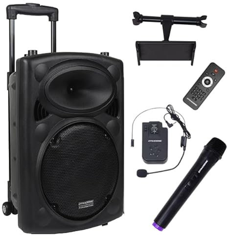 DYNASONIC - DYNAPRO 12 Plus (3ª Generación) Altavoz Bluetooth Portatil Profesional, Altavoz Bluetooth Potente 700W 2 microfonos Karaoke y Soporte Tablet