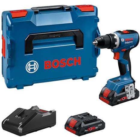 Bosch Professional 18V System sladdlös borrskruvdragare GSR 18V-65 (borstlös motor, huvudlängd 166, inkl. 2x ProCORE18V 4.0Ah, L-BOXX)