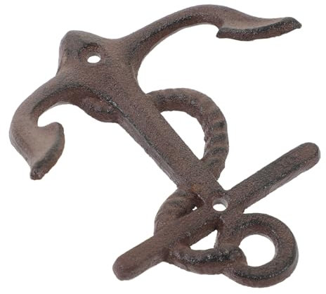 TOPBATHY Vintage Cast Iron Wall Anchor Hook Decorative Wrought Hanging Key and Hat Hanger Rustic Nautical Wall Hooks for Home Garden and Dormitory