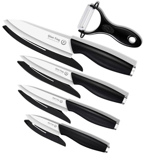 Qianying Set 5 Coltelli Ceramica Cucina Coltelli in Ceramica da Cucina Professionale Coltello Carne