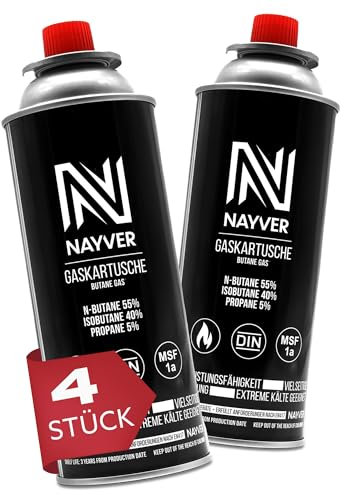 NAYVER Butan Gaskartusche Ventilkartusche für Heizung Kocher Abflammgeräte 227g MSF-1A (4 Stück)