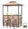 RELAX4LIFE Tonnelle Barbecue Extérieur avec 2 Tabourets | Auvent Abri Barbecue | Toit Ventilé | Comptoir en Verre Trempé | Etagères 2 Niveaux | Porte-Verre | Crochets | pour Terrasse Jardin