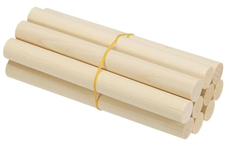 PATIKIL 5/8 X 6 Pulgadas Varillas De Madera 10 Pcs Clavijas De Madera Para Manualidades Color Natural