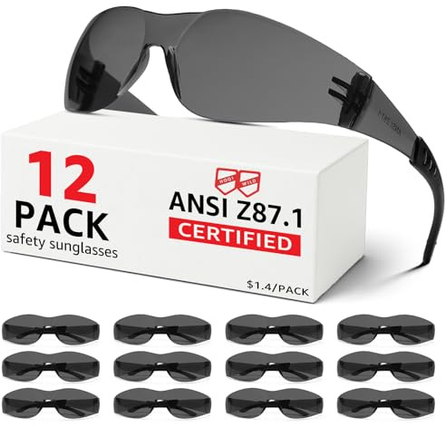 Hoqiwild ANSI Z87.1 Tinted Safety Glasses Bulk 12 pack, Safety Sunglasses for men and women, Scratch & Impact Resistant UV protection sunglasses for Construction, Outdoor Sports & Work
