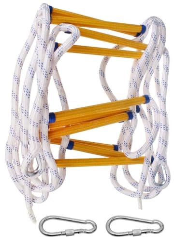 Escalera de Seguridad para Escape de Incendios de 2 y 3 Pisos, Resistente al Fuego, con Gancho para niños y Adultos, Ideal para Ventanas y baños (18 m)