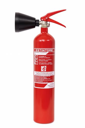 Estintore a CO2 Kg 2, Certificato, di Nuova Costruzione, Fornito di Staffa e Cartello + Tagliando di Controllo Applicato Tramite Adesivo sull’Estintore Stesso