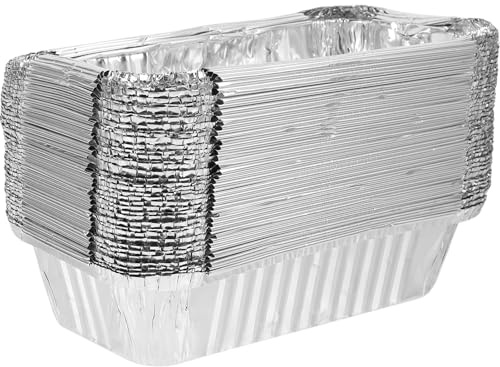 NUOBESTY Cajas de Aluminio para Hornear 50 Unidades, Contenedores Desechables Resistentes para Barbacoa y Almacenamiento de Alimentos, Aptas para Horno y Uso en Exteriores, sin Tapa