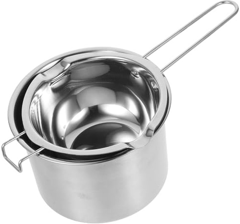 GARVALON Olla para Derretir Cera y Chocolate de 600ml con Baño María, Crisol de Acero Inoxidable, Juego Multifuncional para Hacer Velas y Cocinar al Vapor, Herramienta de Cocina Práctica
