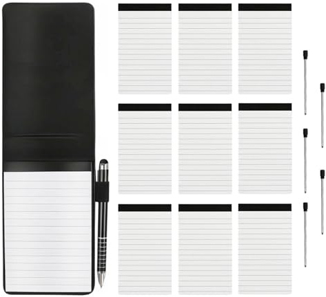 Rundago 16 Piezas Mini Bloc de Notas de Bolsillo A7 Piel Sintética | Cuaderno Pequeño con Bolígrafo Metálico y Recambios de Papel, Libreta de Notas Portátil para Oficina, Escuela y Viajes