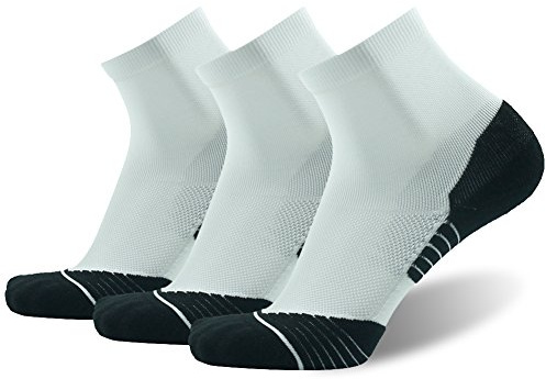 HUSO 3 Pairs Tennis Socks for Men and Women, White Quarter Athletic Running Socks, Extra Cushioned Footwear with Reinforced Arch Support, Anti-Blister Sports Gear