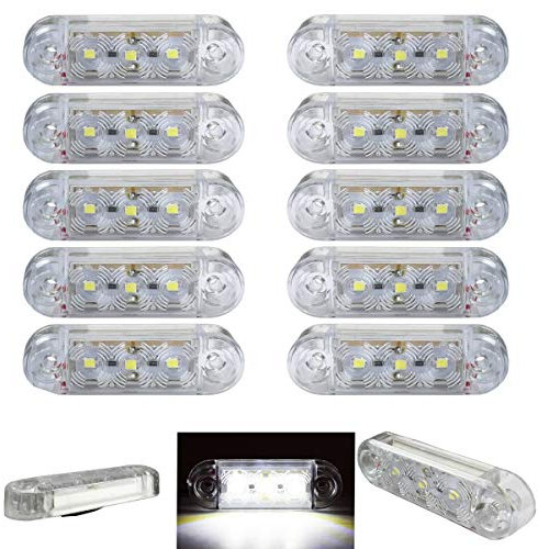 Formplas 10 Stück LED Leuchten, 3 SMD LED, Positionsleuchten LED, LED Begrenzungsleuchte 12-24V für LKW, Anhänger, Bus, E-Prüfzeichen, Größe: L 65mm, H 20mm, D 10mm, Aus Gummi und Kunststoff