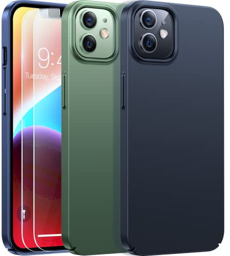 TORRAS für iPhone 12 Hülle, iPhone 12 Pro Hülle Ultra Dünn [Wie Original iPhone] Slim Handyhülle, Case [Unzerbrechlich Rundum Schutz] Schutzhülle, Schwarz