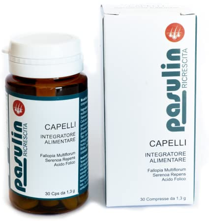 Integratore Anticaduta Naturale Pasulin – Integratore Capelli Uomo con Serenoa Repens e Biotina, Supporto al Benessere dei Capelli, 30 Compresse