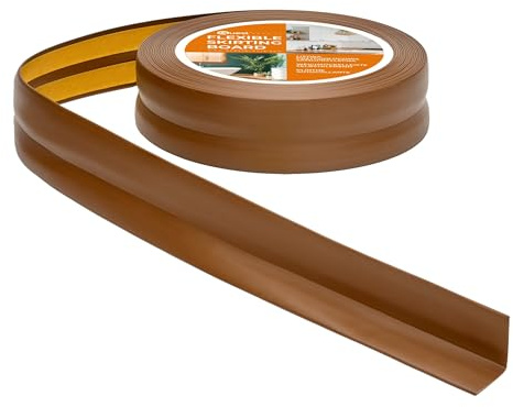 Quest Självhäftande Mjuk Golvlist – 18 mm x 18 mm – Böjbar list, avslutningslist för kök och badrum – Sockellist PVC, flexibel, vattentät, dekorativ (Brun, 5m)