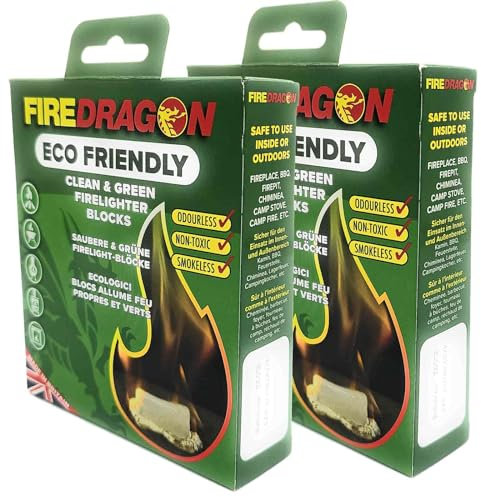 Brennstoff FIREDRAGON 2 Packungen mit je 6 Tabs Feueranzünder für drinnen und draußen farblos