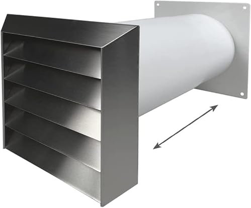 EASYTEC® Edelstahl Mauerkasten Ø 150 mm mit Teleskoprohr und einer Rückstauklappe | DN150 | 34153i | Für Dunstabzugshauben