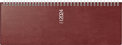 rido/idé Wochenkalender Modell septant 2024 2 Seiten = 1 Woche Blattgröße 30,5 x 10,5 cm bordeaux