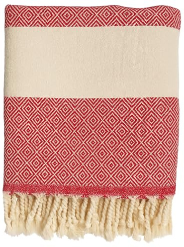 MEBY Toalla de Sauna XXL 90 x 180 cm 100% algodón, Toalla turca, Toalla de hammam, Toalla de Yoga, Manta de Picnic, Toalla de Viaje, Toalla de baño (Rojo)
