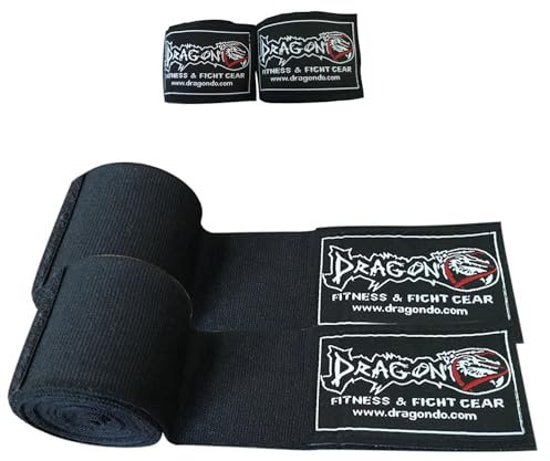 Dragon Do Premium Boxbandagen für max. - in 3,5 m für Männer und Frauen - Boxbandage Hand für Boxen Kickboxen,MMA Boxen Muay Thai. Handschützer (Schwarz)