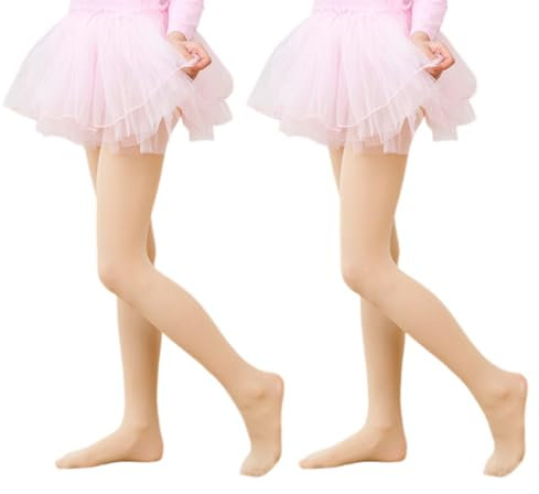 QOCUILC 2er-Pack Ballett-Strumpfhosen, Mädchen-Leggings, rutschfeste Stretch-Tanzstrumpfhosen für Ballett-Gymnastik-Tanzübungen